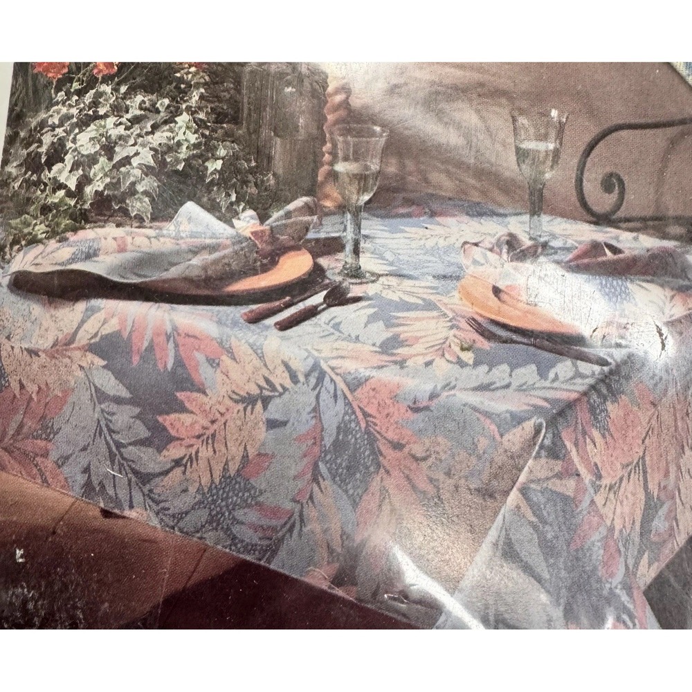 Vintage 90s Cozumel Beach Print Table Runner 15x70 Tropical Leaf Pastel NEW‎